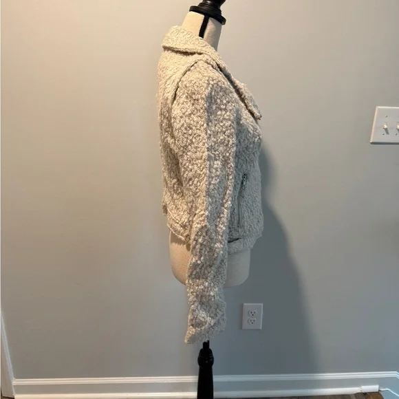 Anthropologie Greylin Jacket Beige Boucle Wool Blend Northland Moto size Small - Picture 4 of 11